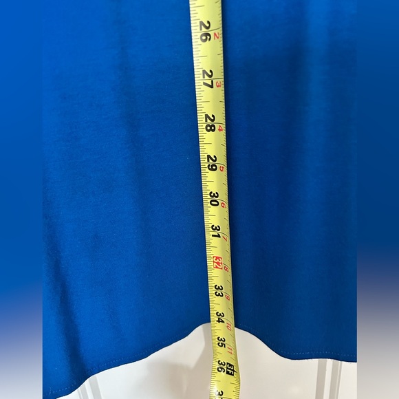 London Times A-line Royal Dress Size Large Ruffle Neck Stretch Feminine Loose - Picture 6 of 6